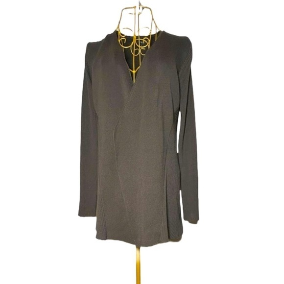 Eileen Fisher Chocolate Brown Silk/Cotton Knit Drapey Oversized Open Cardigan XS - Picture 4 of 16